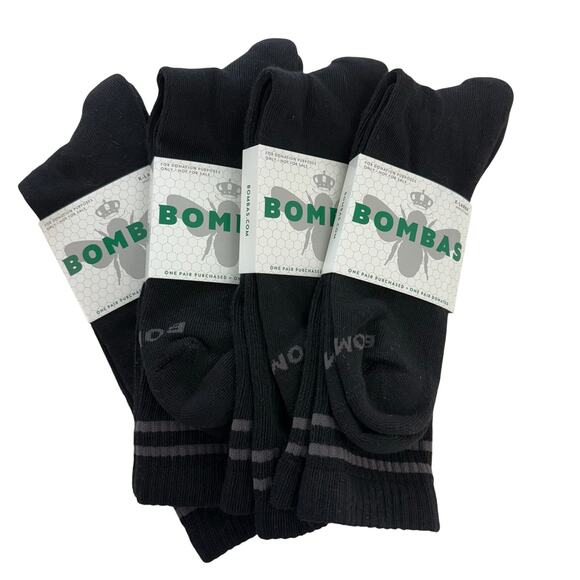 Bombas Socks Mid-Weight Crew Size XL Black (4 Pairs) - Picture 1 of 4
